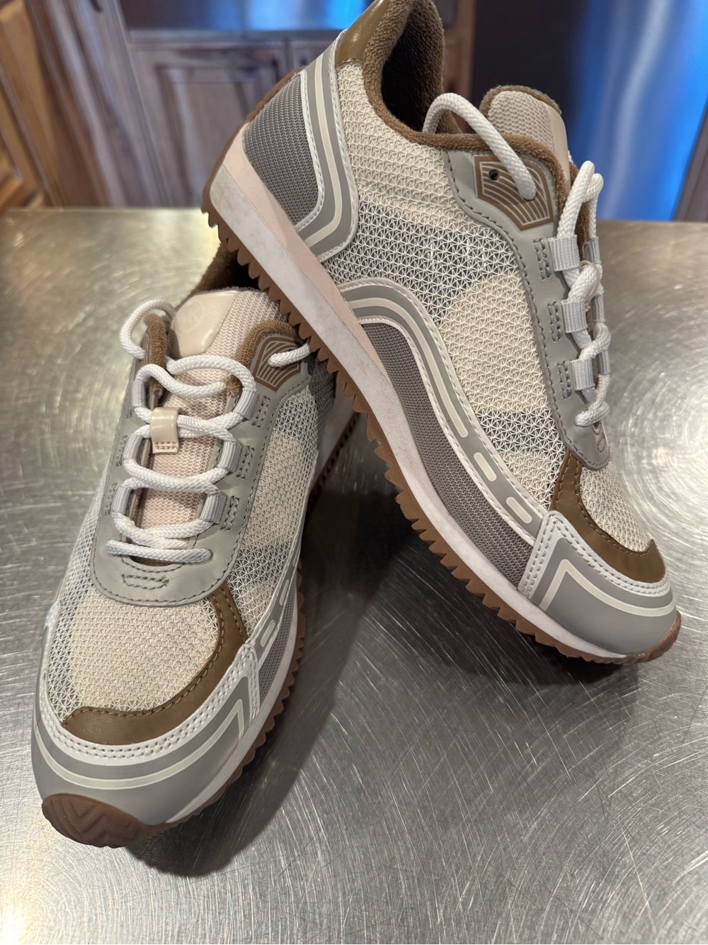 Michael Kors Beige, White and Gray Women's Sneakers